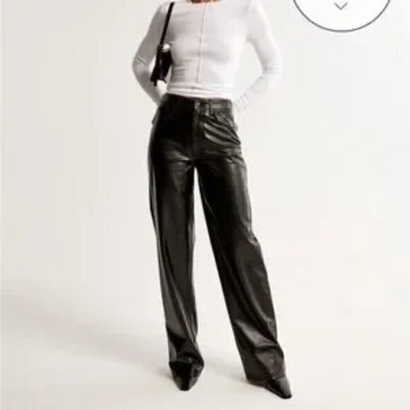 Abercrombie & Fitch Pants - NEW Abercrombie & Fitch Faux Leather High Waist Wide Straight leg Pants Size 30